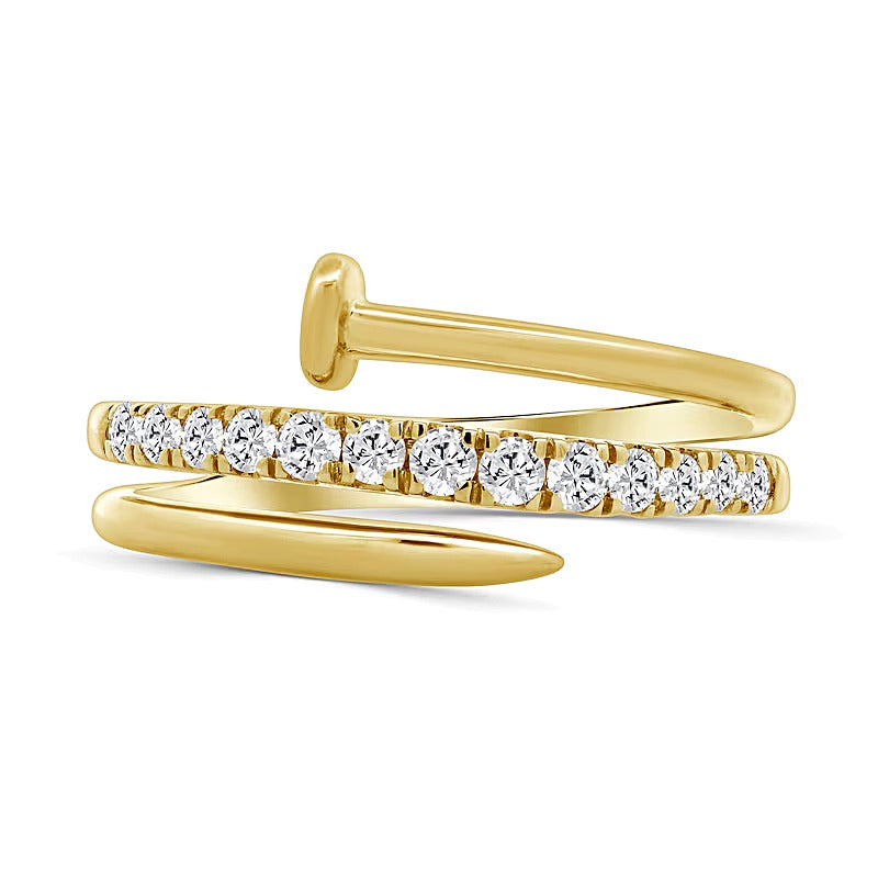 0.33 CT. TW Diamond Spiral Nail Ring in 10K Gold