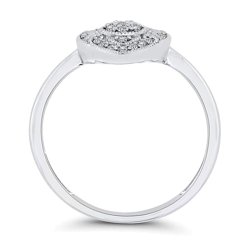 0.13 CT. TW Marquise Multi-Diamond Ornate Vintage-Style Ring in 10K White Gold