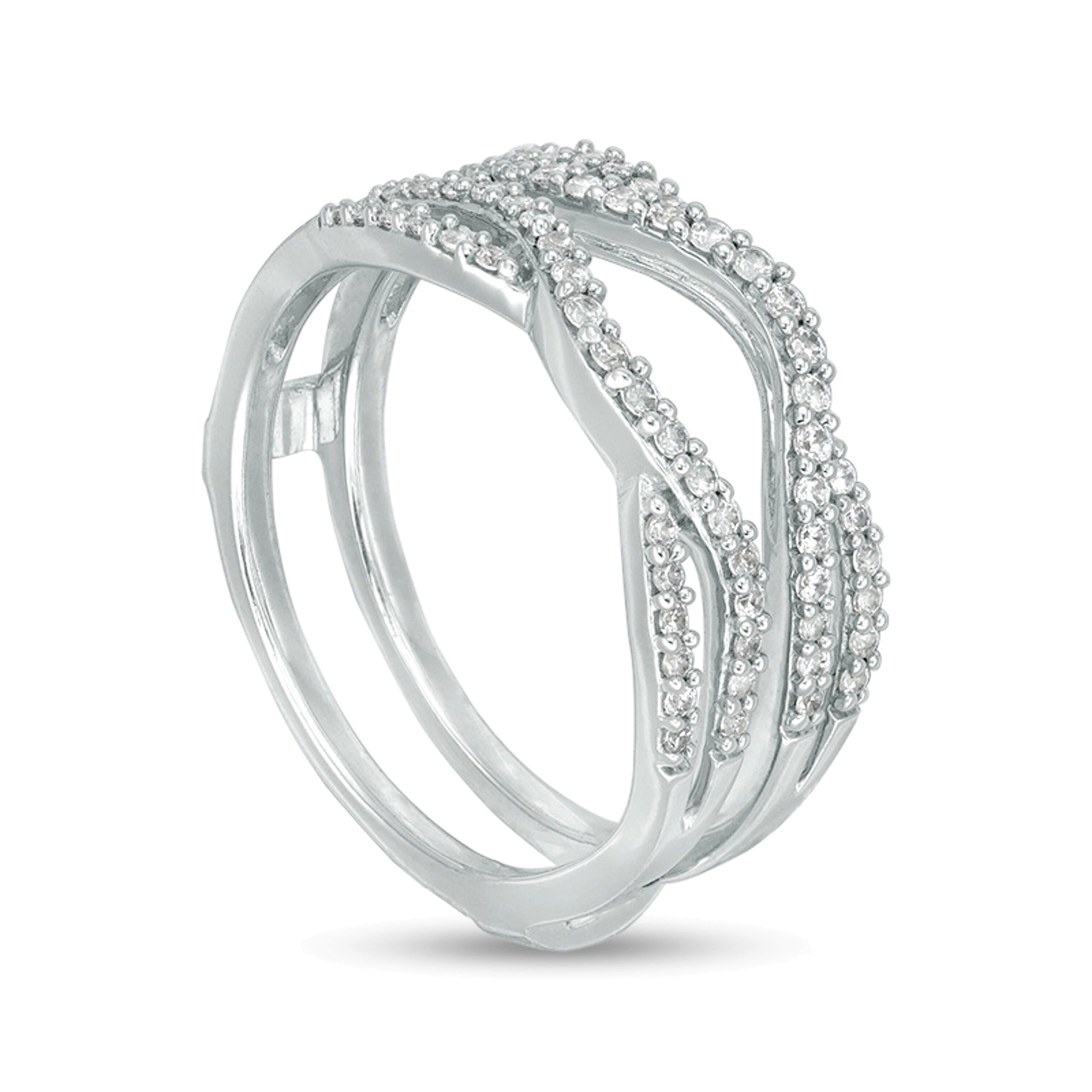 0.33 CT. TW Diamond Split Shank Solitaire Enhancer in 14K White Gold