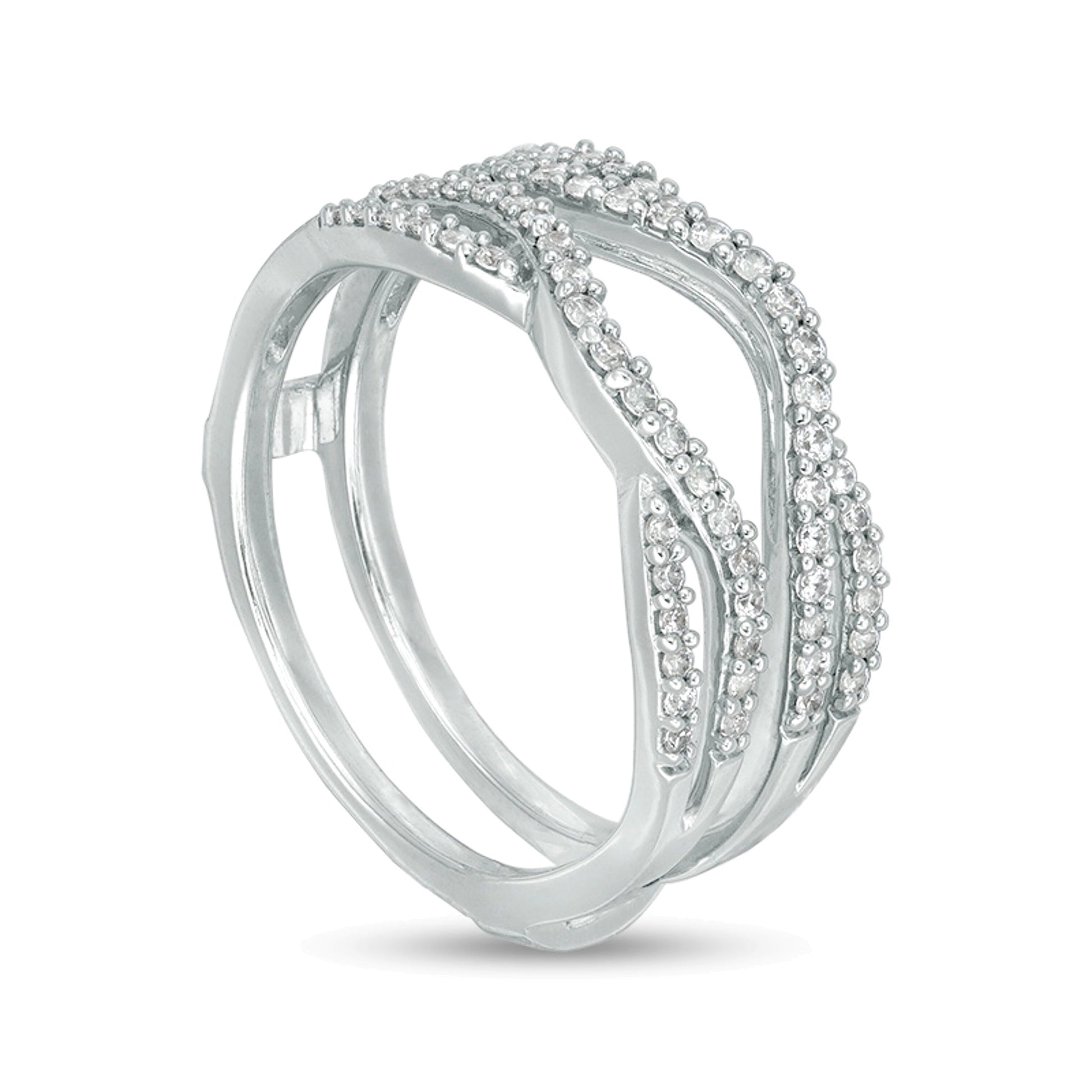 0.33 CT. TW Diamond Split Shank Solitaire Enhancer in 14K White Gold