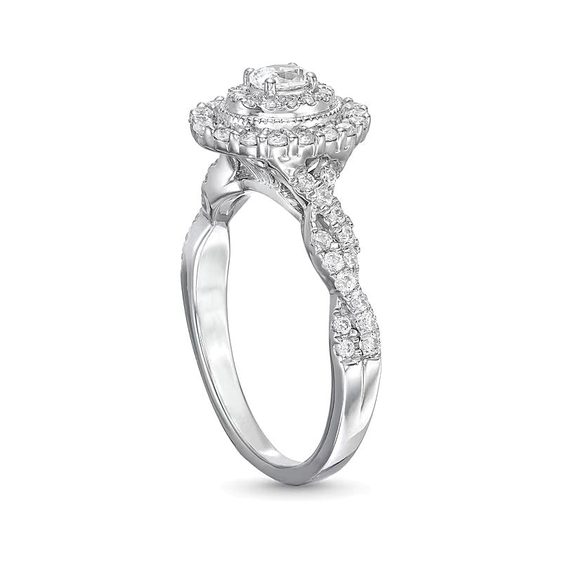 0.63 CT. TW Oval Diamond Vintage-Style Frame Twist Shank Engagement Ring in 10K White Gold