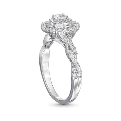 0.63 CT. TW Oval Diamond Vintage-Style Frame Twist Shank Engagement Ring in 10K White Gold
