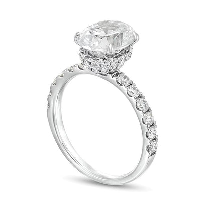 2.75 CT. TW Oval Lab-Grown Diamond Hidden Double Frame Engagement Ring in Platinum (F/VS2)