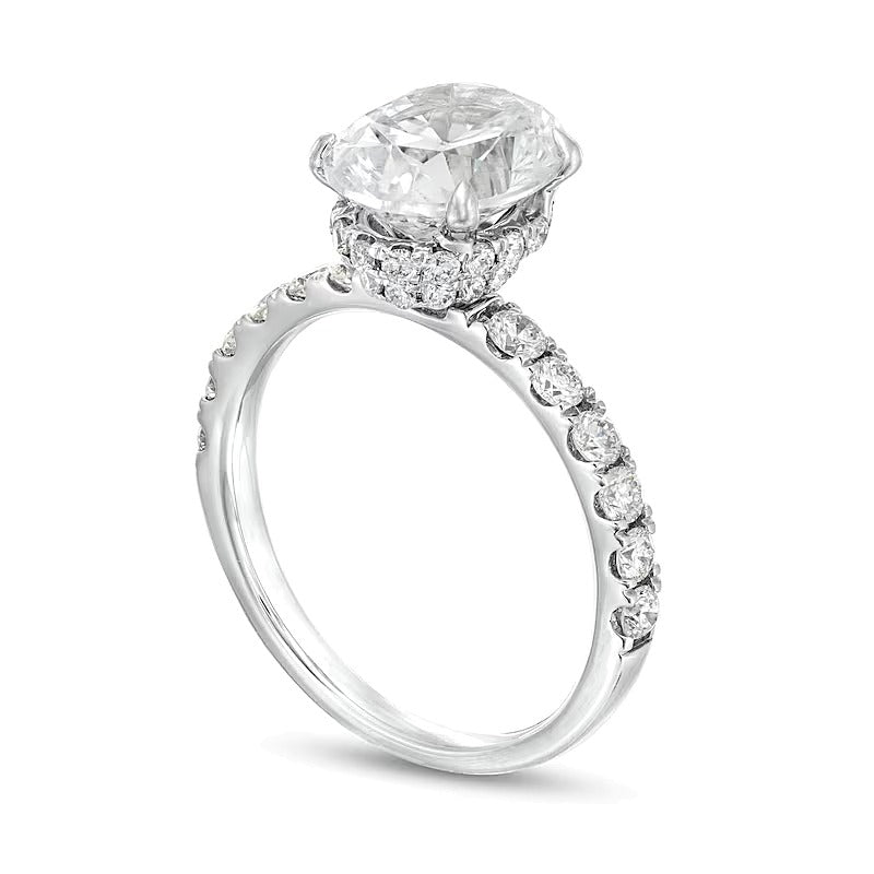 2.75 CT. TW Oval Lab-Grown Diamond Hidden Double Frame Engagement Ring in Platinum (F/VS2)