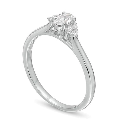 0.38 CT. TW Oval Diamond Tri-Sides Engagement Ring in 10K White Gold