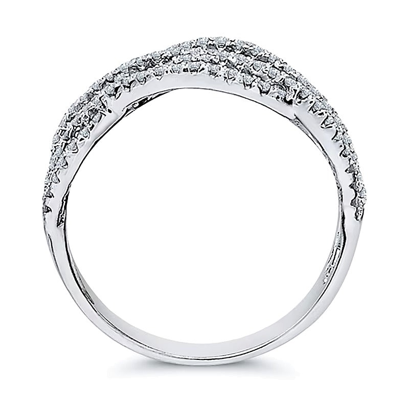 0.38 CT. TW Diamond Multi-Row Criss-Cross Open Shank Ring in 10K White Gold