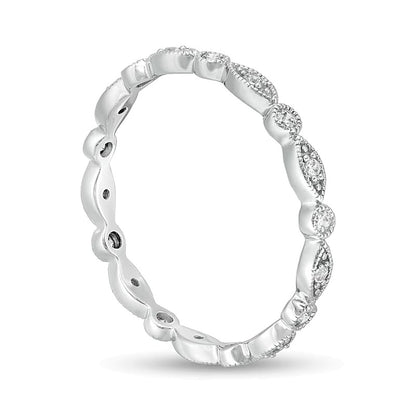 0.2 CT. TW Diamond Marquise and Circle Alternating Vintage-Style Eternity Anniversary Band in 10K White Gold