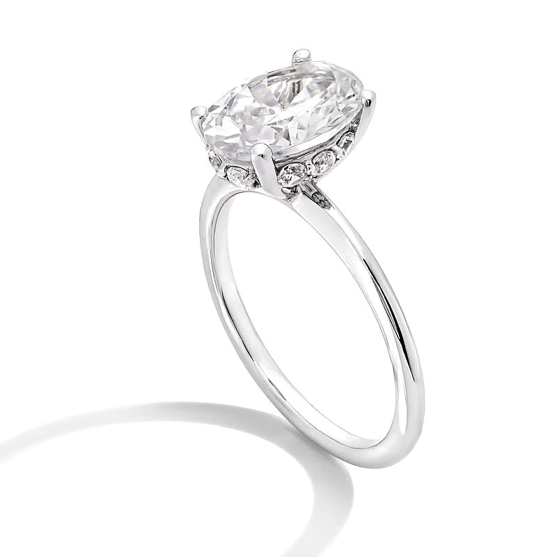 2.75 CT. TW Oval Lab-Grown Diamond Solitaire Hidden Halo Engagement Ring in 14K White Gold (F/VS2)