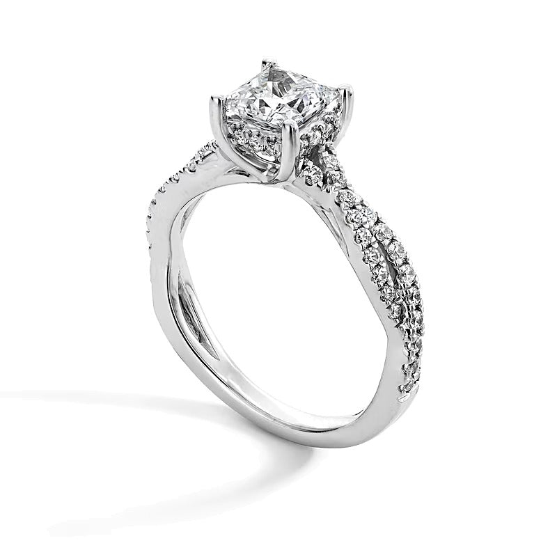 1.38 CT. TW Princess-Cut Lab-Grown Diamond Engagement Ring with Twist Split Shank in Platinum (I/SI2)
