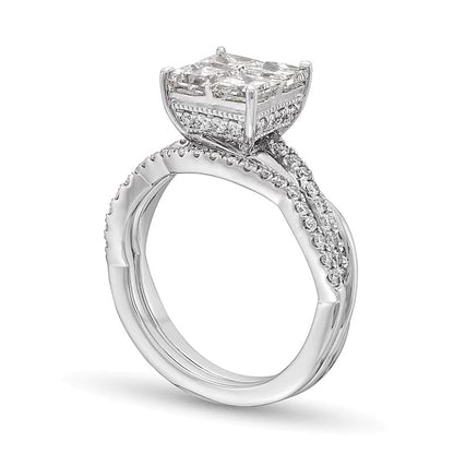 2.0 CT. TW Quad Princess-Cut Diamond Twist Bridal Set in 14K White Gold