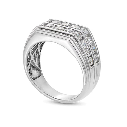 2.0 CT. TW Lab-Grown Diamond Double Row Angled Band in 14K White Gold (F/SI2)