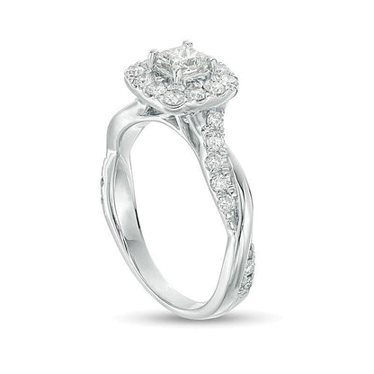 0.88 CT. TW Princess-Cut Diamond Frame Twist Shank Engagement Ring in 10K White Gold