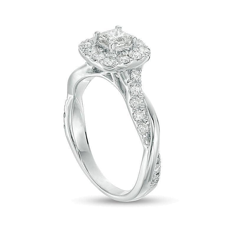 0.88 CT. TW Princess-Cut Diamond Frame Twist Shank Engagement Ring in 10K White Gold