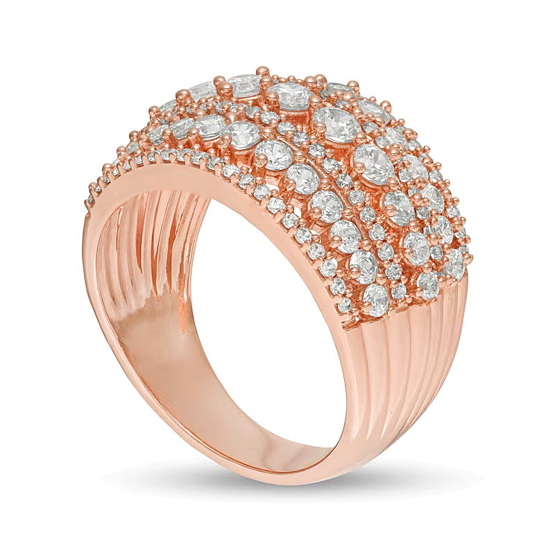 2.0 CT. TW Diamond Multi-Row Domed Ring in 10K Rose Gold