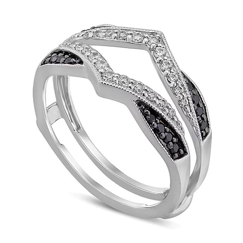 0.33 CT. TW Enhanced Black and White Diamond Vintage-Style Solitaire Enhancer in 14K White Gold