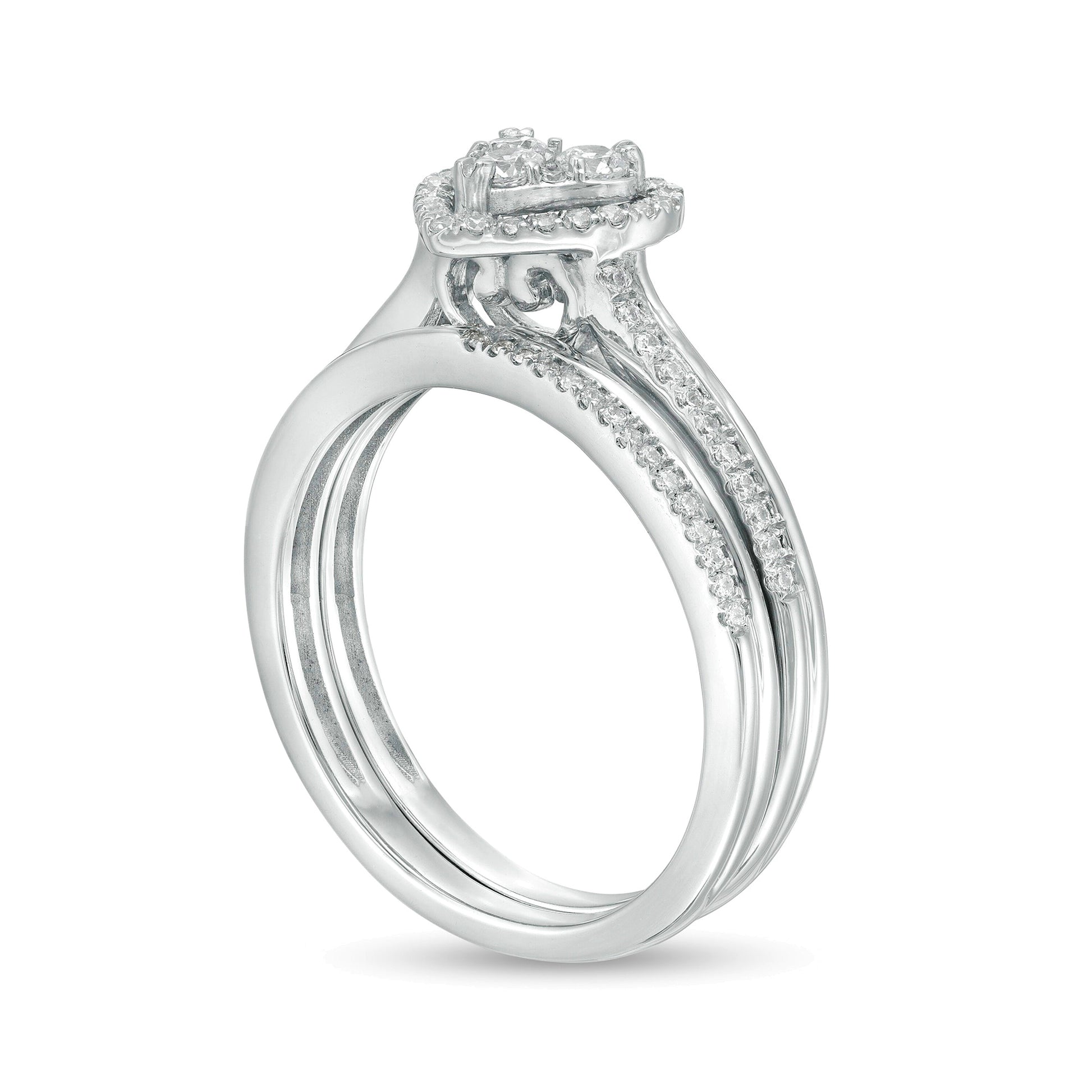 0.5 CT. TW Composite Diamond Heart-Shaped Frame Bridal Set in 10K White Gold