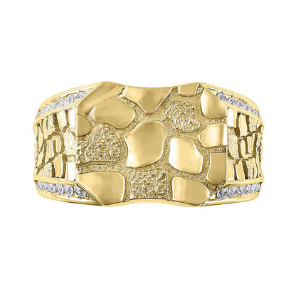 0.25 CT. TW Diamond Edge Octagon-Top Nugget Ring in 10K Gold