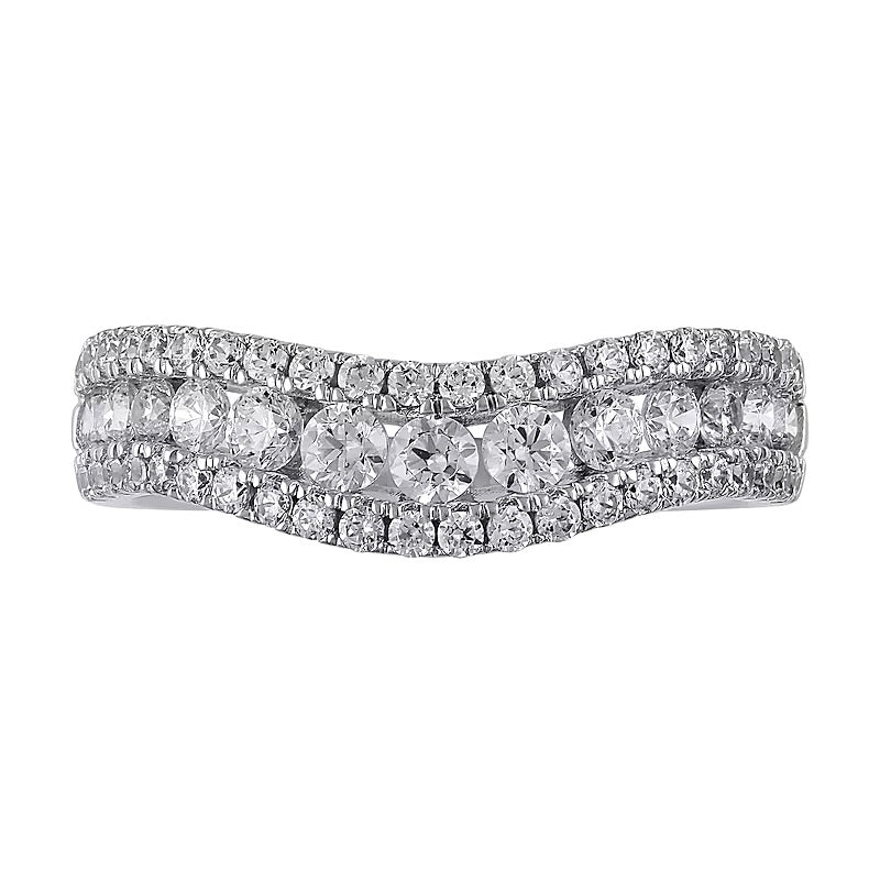 1.0 CT. TW Diamond Edge Vintage-Style Contour Band in 14K White Gold