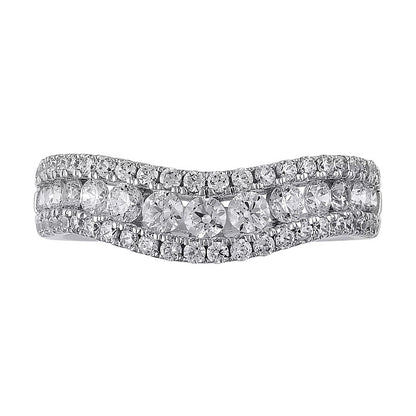 1.0 CT. TW Diamond Edge Vintage-Style Contour Band in 14K White Gold