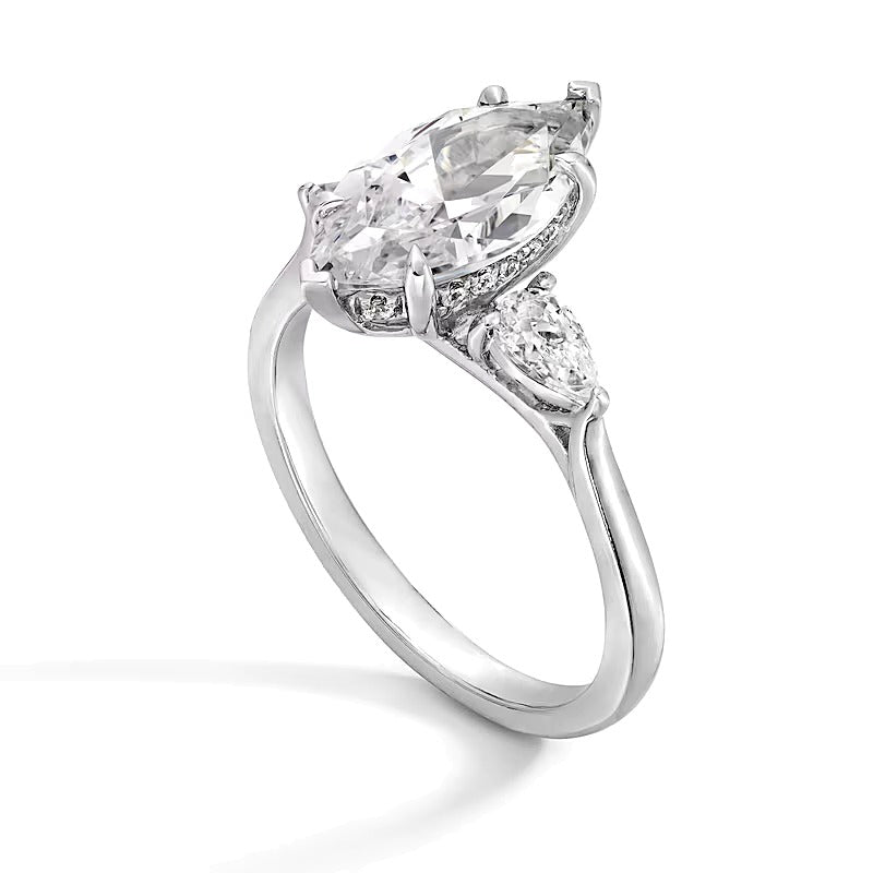 2.38 CT. TW Marquise and Pear-Shaped Lab-Grown Diamond Three Stone Engagement Ring in 14K White Gold