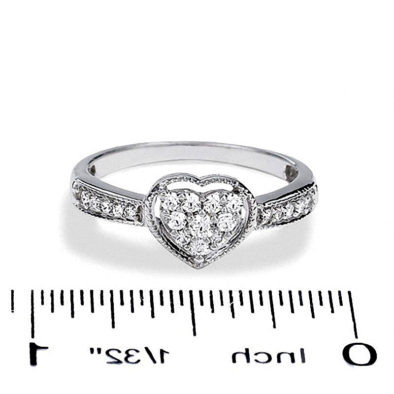 0.25 CT. TW Heart-Shaped Diamond Frame Ring in 10K White Gold