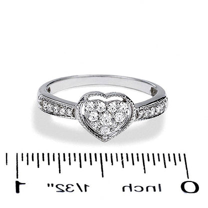 0.25 CT. TW Heart-Shaped Diamond Frame Ring in 10K White Gold