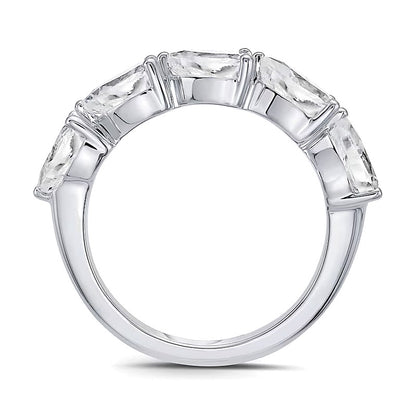 2.0 CT. TW Pear-Shaped Lab-Grown Diamond Five Stone Anniversary Band in 10K White Gold (F/VS2)