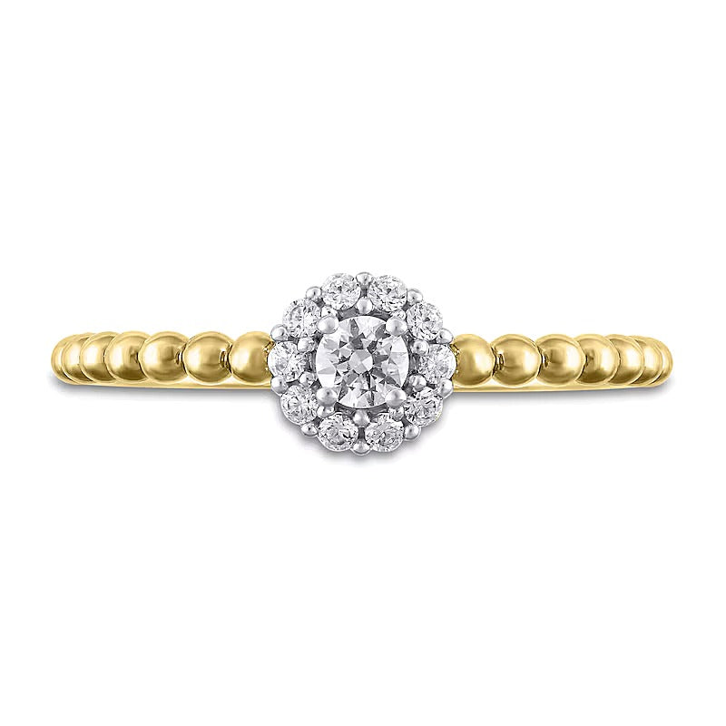 0.2 CT. TW Diamond Frame Bead Shank Ring in 10K Gold