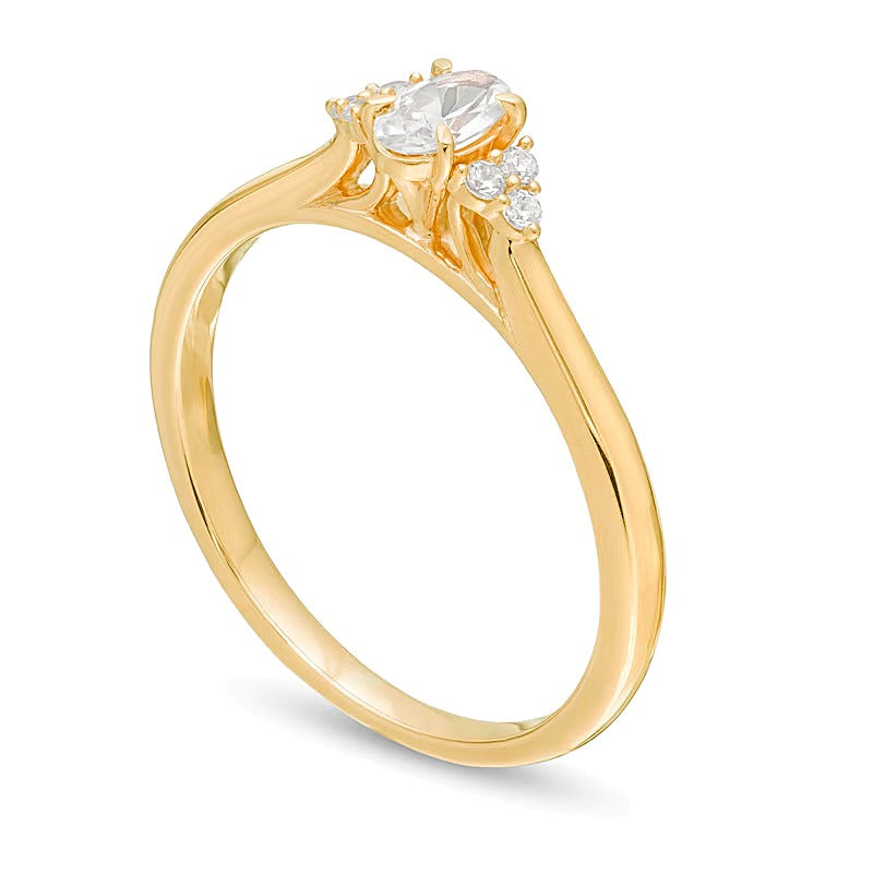 0.38 CT. TW Oval Diamond Tri-Sides Engagement Ring in 10K Gold