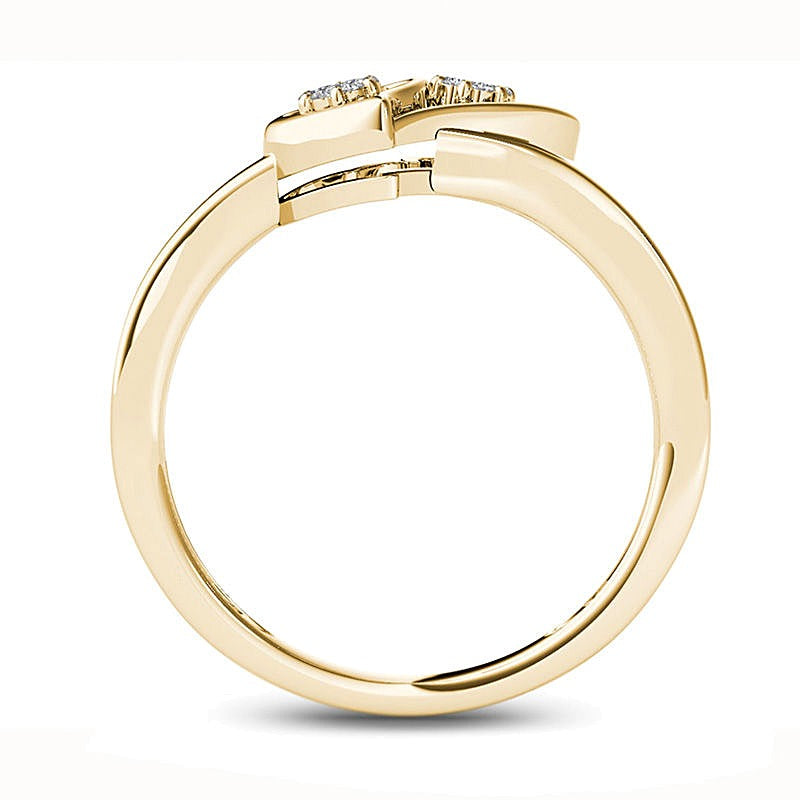 0.05 CT. TW Diamond Double Heart Ring in 10K Gold