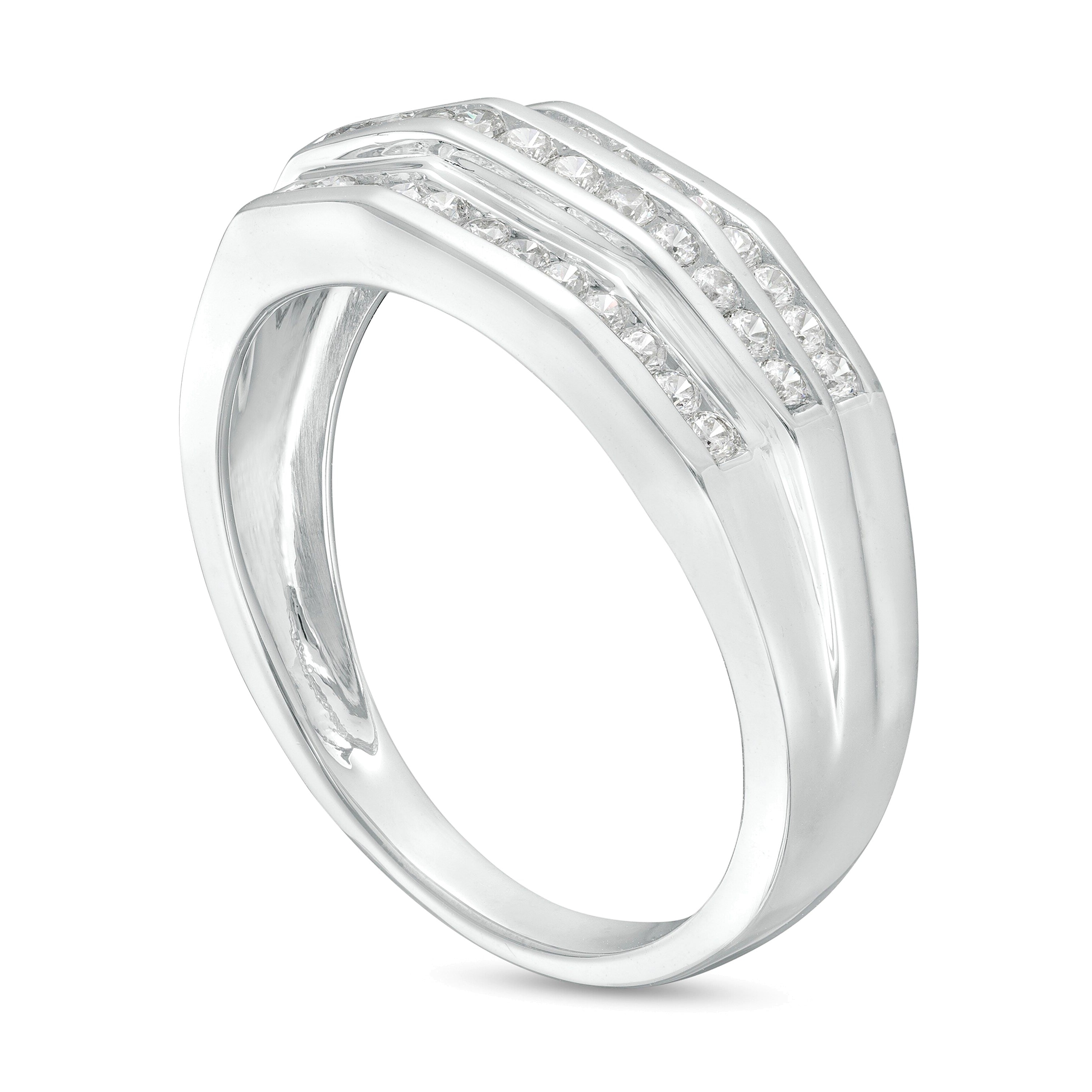 0.5 CT. TW Diamond Triple Row Band in 10K White Gold