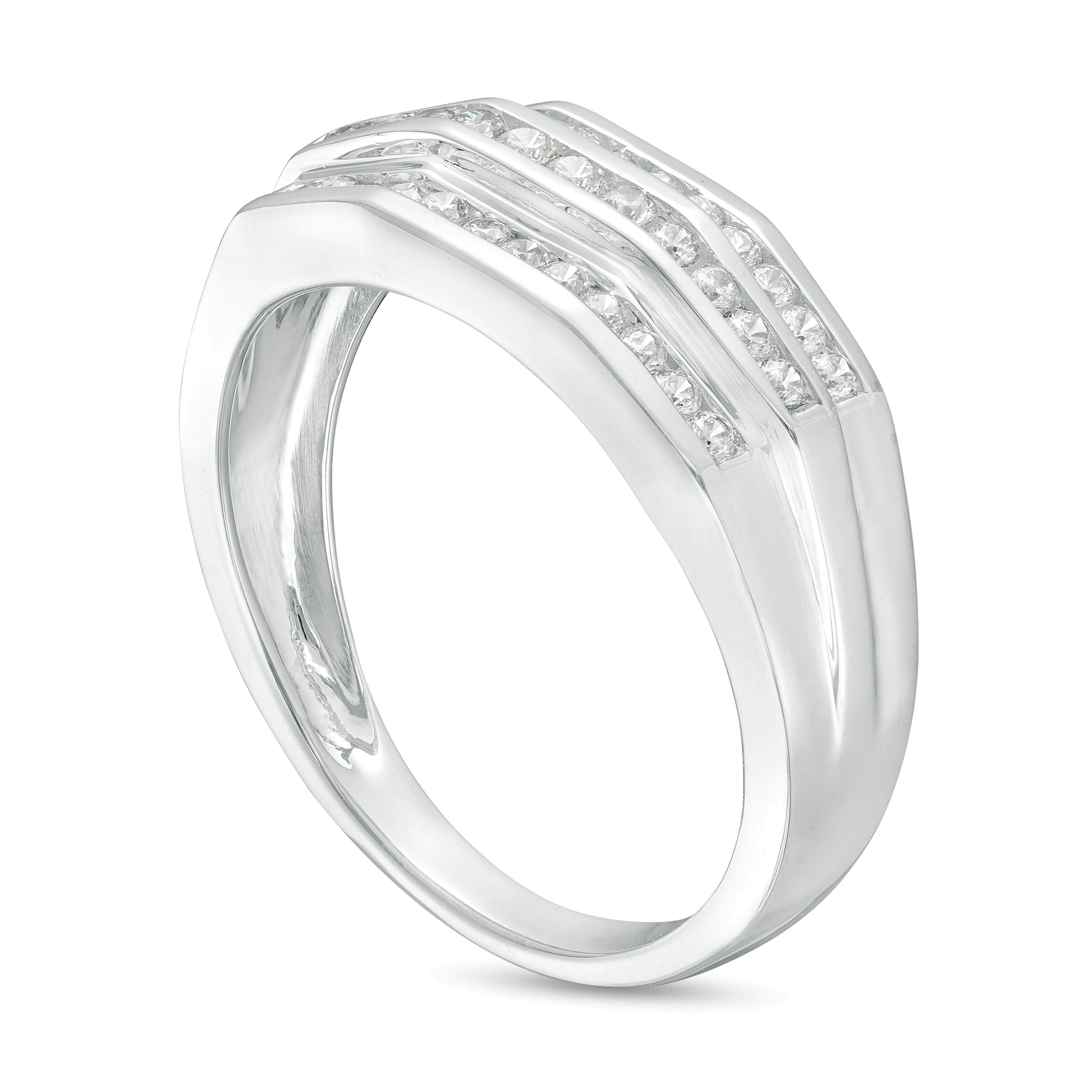 0.5 CT. TW Diamond Triple Row Band in 10K White Gold