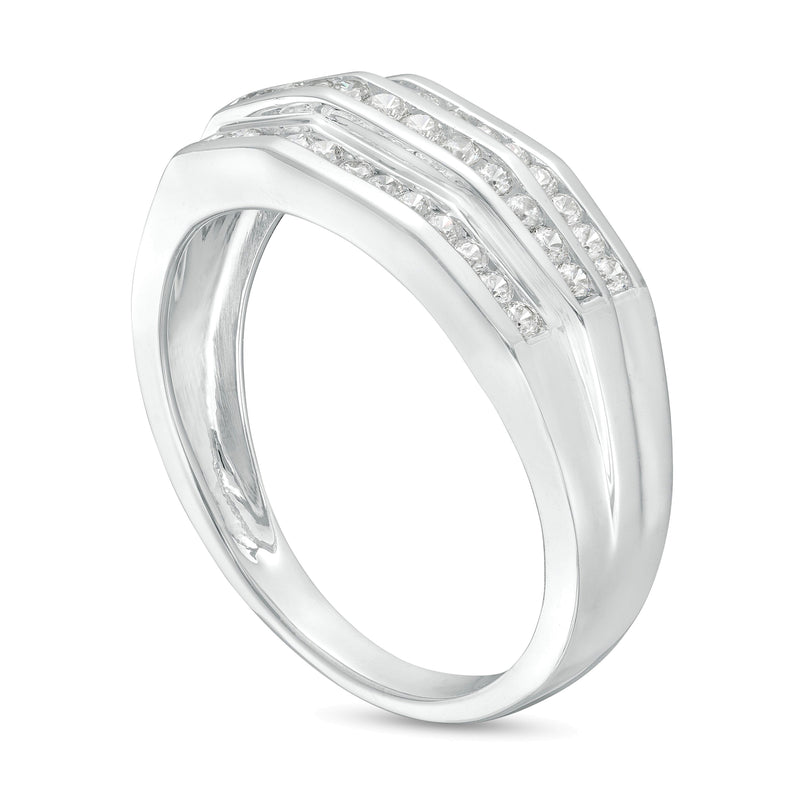 0.5 CT. TW Diamond Triple Row Band in 10K White Gold