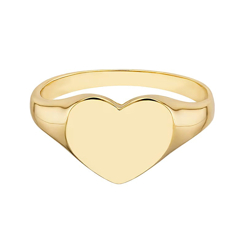 Heart-Shaped Signet Ring in 14K Gold
