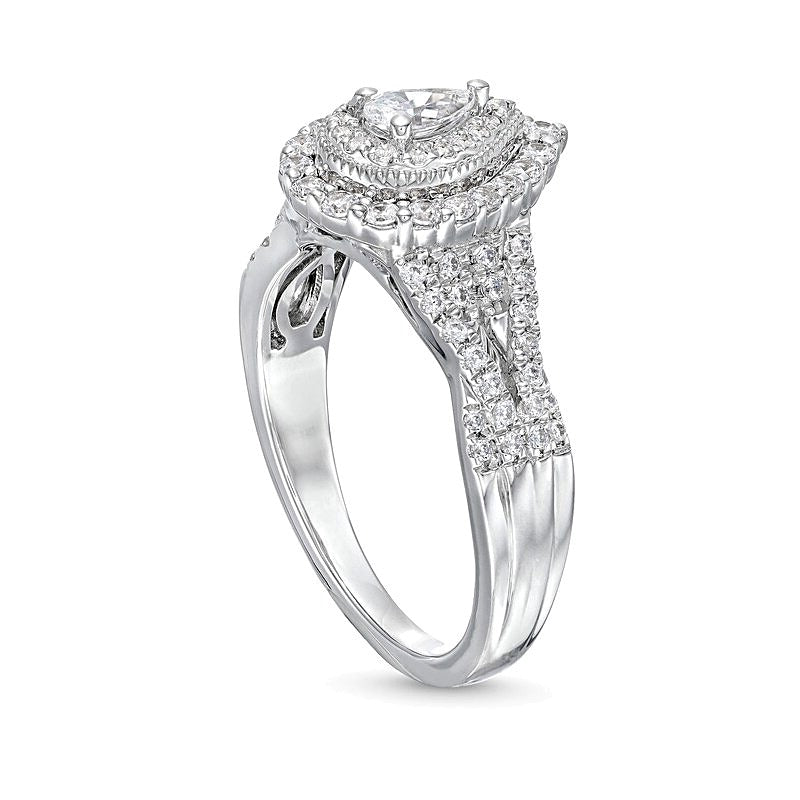 0.63 CT. TW Pear-Shaped Diamond Layered Twist Shank Engagement Ring in 10K White Gold
