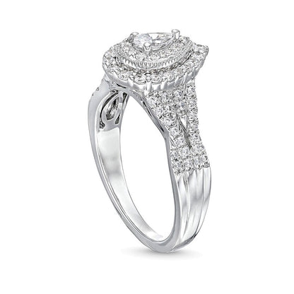 0.63 CT. TW Pear-Shaped Diamond Layered Twist Shank Engagement Ring in 10K White Gold