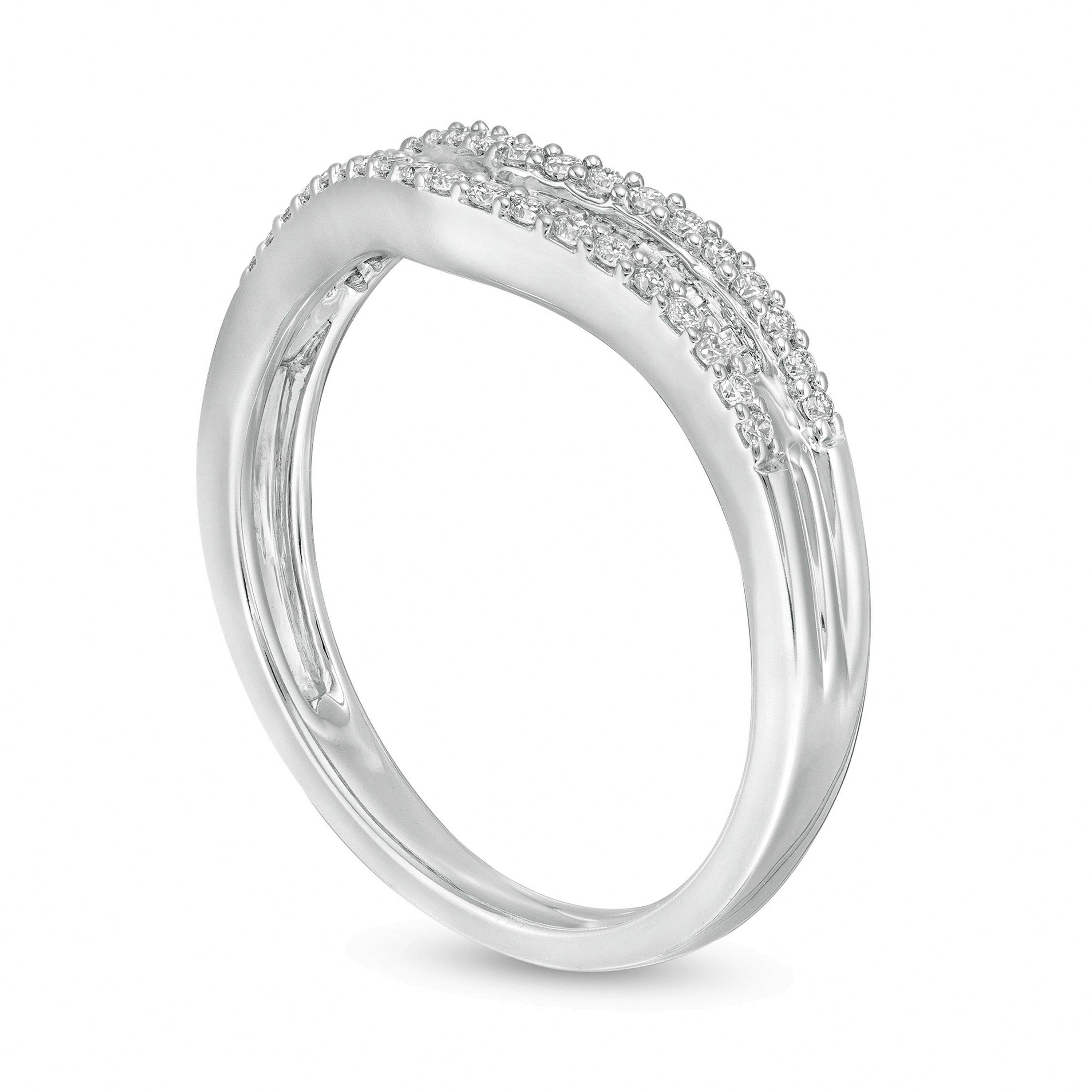 0.25 CT. TW Baguette and Round Diamond Contour Multi-Row Anniversary Band in 14K White Gold