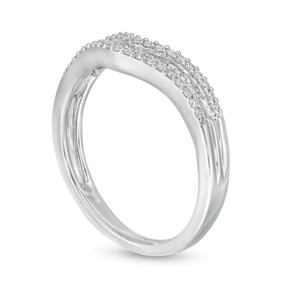 0.25 CT. TW Baguette and Round Diamond Contour Multi-Row Anniversary Band in 14K White Gold