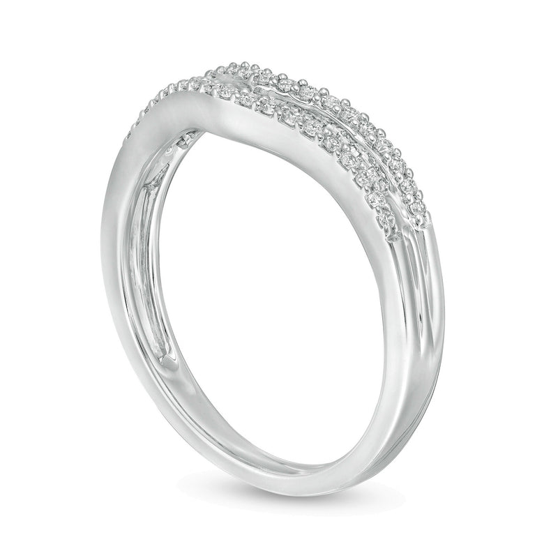 0.25 CT. TW Baguette and Round Diamond Contour Multi-Row Anniversary Band in 14K White Gold