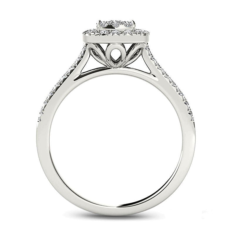 0.5 CT. TW Multi-Diamond Square Frame Engagement Ring in 14K White Gold