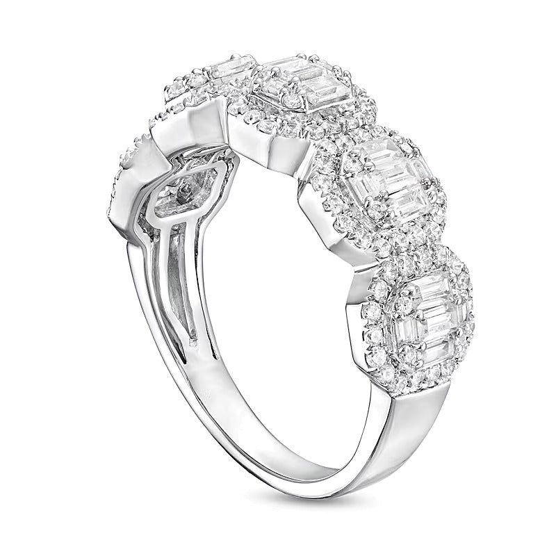 1.0 CT. TW Octagon Multi-Diamond Five Stone Ring in 14K White Gold