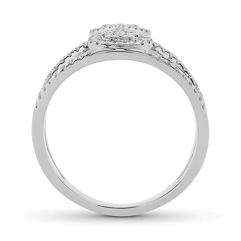 0.5 CT. TW Multi-Diamond Mirrored Teardrop Open Shank Ring in 10K White Gold
