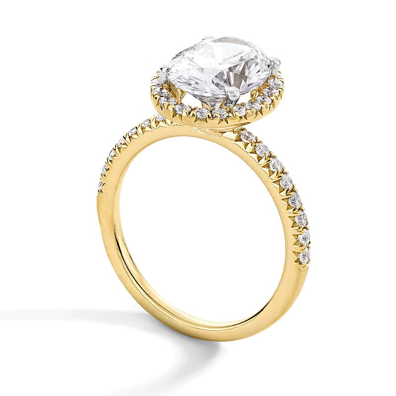 3.5 CT. TW Oval Lab-Grown Diamond Frame Engagement Ring in 14K Gold (F/VS2)