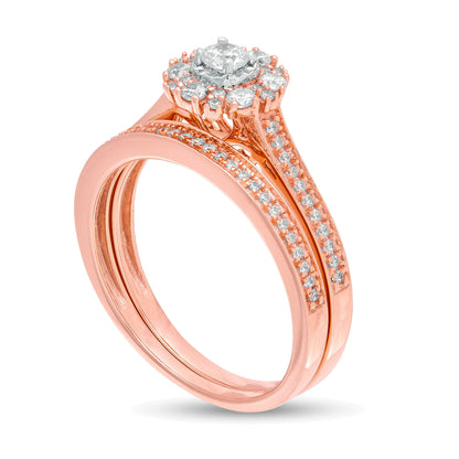 0.5 CT. TW Diamond Frame Bridal Set in 10K Rose Gold