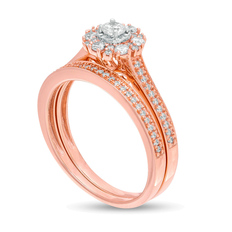 0.5 CT. TW Diamond Frame Bridal Set in 10K Rose Gold