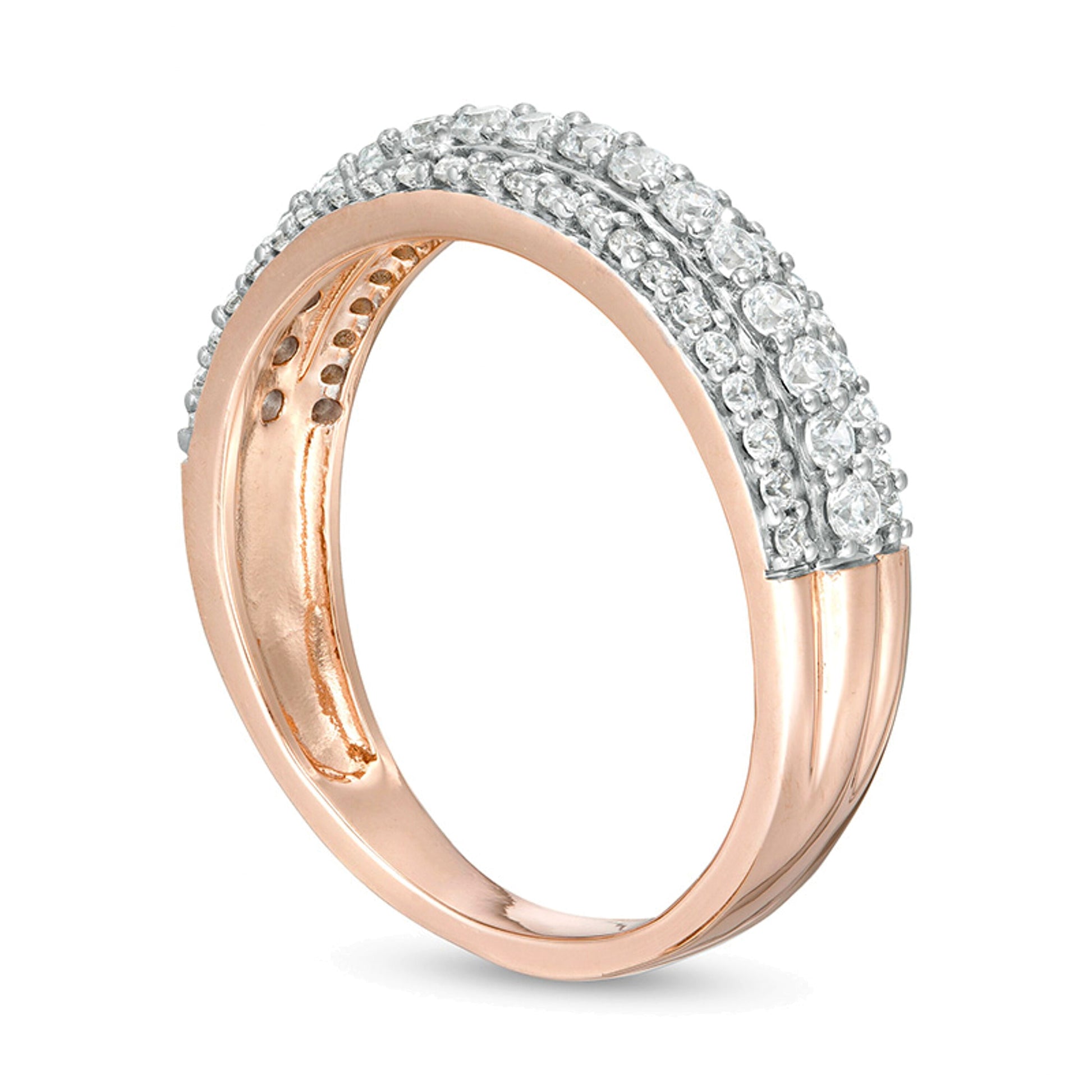 0.5 CT. TW Diamond Multi-Row Band in 10K Rose Gold