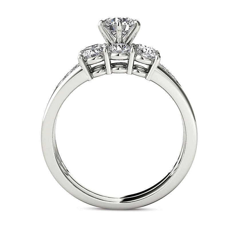 1.5 CT. TW Diamond Three Stone Bridal Set in 14K White Gold