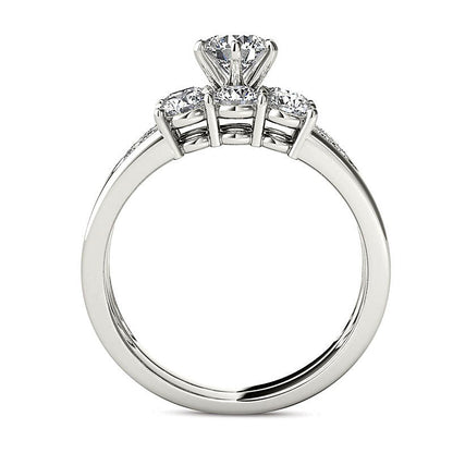 1.5 CT. TW Diamond Three Stone Bridal Set in 14K White Gold
