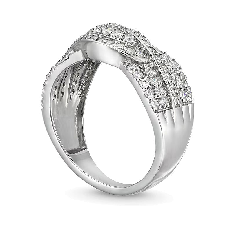 0.75 CT. TW Diamond Double Row Wave Bypass Ring in 10K White Gold