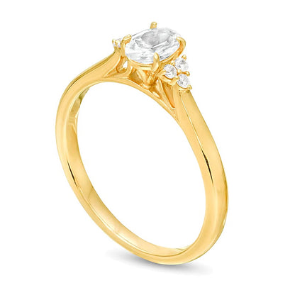 0.63 CT. TW Oval Diamond Tri-Sides Engagement Ring in 14K Gold